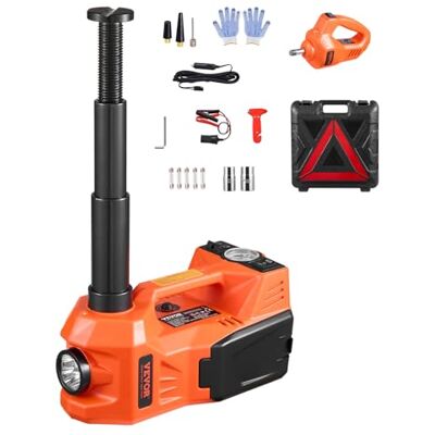 VEVOR Gato Eléctrico para Automóvil, 5 Toneladas, con Inflador Incorporado, con Llave de Impacto Eléctrica y Luz LED, Kit de Gato Portátil para Sedán, SUV, Camión, Naranja, 292 x 120 x 155 mm VEVOR Gato Eléctrico para Automóvil, 5 Toneladas, con Inflador Incorporado, con Llave de Impacto Eléctrica y Luz LED, Kit de Gato Portátil para Sedán, SUV, Camión, Naranja, 292 x 120 x 155 mm