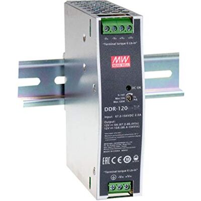 MEAN WELL Convertidor CC-CC tipo riel DIN de 120 W, 16,8 a 33,6 V CC, entrada de 12 V y 10 A de salida MEAN WELL Convertidor CC-CC tipo riel DIN de 120 W, 16,8 a 33,6 V CC, entrada de 12 V y 10 A de salida