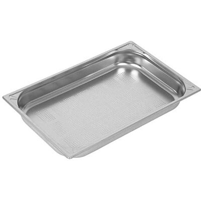 VOGUE 304 Sartén perforada de acero inoxidable para gastronorm 1/1, capacidad de 9L, 65 mm x 325 mm x 530 mm, color plateado VOGUE 304 Sartén perforada de acero inoxidable para gastronorm 1/1, capacidad de 9L, 65 mm x 325 mm x 530 mm, color plateado