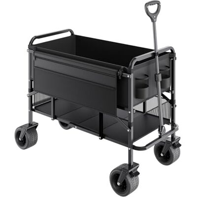 VEVOR Carro Plegable de Dos Pisos, Carro de Transporte Plegable 1120 x 560 x 800 mm con Ruedas Todoterreno, Carga de 204,12 kg, para Uso en Exteriores, para Camping, Deportes y Compras, Negro VEVOR Carro Plegable de Dos Pisos, Carro de Transporte Plegable 1120 x 560 x 800 mm con Ruedas Todoterreno, Carga de 204,12 kg, para Uso en Exteriores, para Camping, Deportes y Compras, Negro