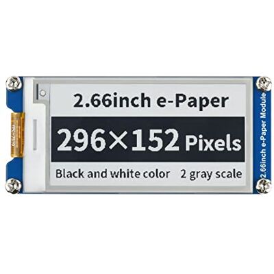 Waveshare 2.66inch E-Paper E-Ink 296×152 Pixels Display Module,Support Partial Refresh, Black/White Dual-Color with SPI Interface… Waveshare 2.66inch E-Paper E-Ink 296×152 Pixels Display Module,Support Partial Refresh, Black/White Dual-Color with SPI Interface…