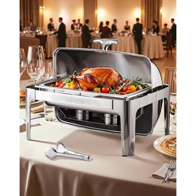 VEVOR Juego de Calentador de Alimentos Acero Inoxidable con Sartenes(8,5 L), Rectangular, Tapa Enrollable y Soporte para Bandeja Agua y Depósito de Combustible, para Bufé, Plata, Gran Capacidad VEVOR Juego de Calentador de Alimentos Acero Inoxidable con Sartenes(8,5 L), Rectangular, Tapa Enrollable y Soporte para Bandeja Agua y Depósito de Combustible, para Bufé, Plata, Gran Capacidad