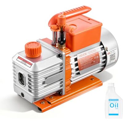 VEVOR Bomba de Vacío de 5 CFM 142 L/min, Bomba de Vacío Rotativa de Paletas de 2 Etapas, Compatible con R134a, R22, R410a, para Mantenimiento de Aire Acondicionado Automotriz, Aceite Incluido VEVOR Bomba de Vacío de 5 CFM 142 L/min, Bomba de Vacío Rotativa de Paletas de 2 Etapas, Compatible con R134a, R22, R410a, para Mantenimiento de Aire Acondicionado Automotriz, Aceite Incluido