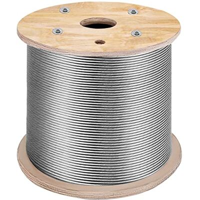 VEVOR Cable de Alambre Acero Inoxidable 150-300m, Cuerda de Alambre de Acero T316, Cable de Acero de 1/8, Resistente a la Corrosión y Rotura para Maquinaria y Medicinas (150m/1 * 19) VEVOR Cable de Alambre Acero Inoxidable 150-300m, Cuerda de Alambre de Acero T316, Cable de Acero de 1/8, Resistente a la Corrosión y Rotura para Maquinaria y Medicinas (150m/1 * 19)