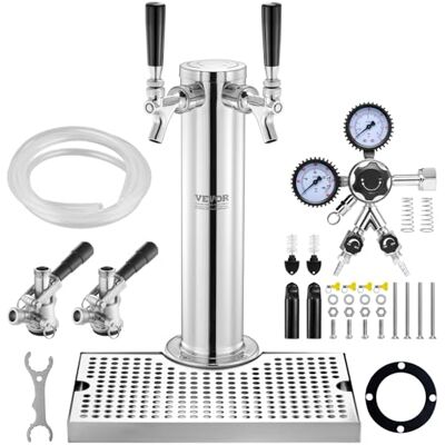 VEVOR Tower Kit, Kit de Conversión de Cerveza de Doble Grifo, Dispensador de Torre de Cerveza de Barril de Acero Inoxidable con Regulador W21.8 de Doble Calibre y Acoplador de Barril de Sistema S VEVOR Tower Kit, Kit de Conversión de Cerveza de Doble Grifo, Dispensador de Torre de Cerveza de Barril de Acero Inoxidable con Regulador W21.8 de Doble Calibre y Acoplador de Barril de Sistema S