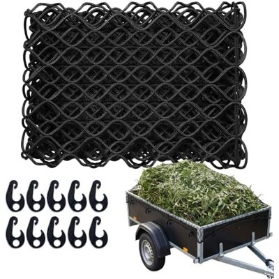 Relaxdays Red de sujeción de Carga elástica para remolques, Negra 1 x 2 m, malla ancha, 8 ganchos con goma Relaxdays Red de sujeción de Carga elástica para remolques, Negra 1 x 2 m, malla ancha, 8 ganchos con goma