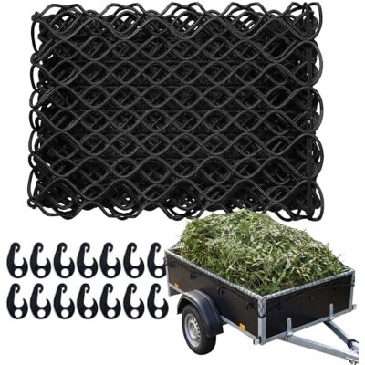 Relaxdays Red de sujeción elástica para Remolque 2x3 m, Negra malla ancha, 12 ganchos, cordón elástico Relaxdays Red de sujeción elástica para Remolque 2x3 m, Negra malla ancha, 12 ganchos, cordón elástico