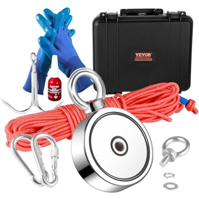 VEVOR Imán de Pesca de Doble Cara Superfuerte Capacidad 272x2 kg Kit de Pesca con Imán de Neodimio con Gancho de Cuerda Par de Guantes y Estuche para Pesca Magnética y Búsqueda de Tesoros Submarinos VEVOR Imán de Pesca de Doble Cara Superfuerte Capacidad 272x2 kg Kit de Pesca con Imán de Neodimio con Gancho de Cuerda Par de Guantes y Estuche para Pesca Magnética y Búsqueda de Tesoros Submarinos