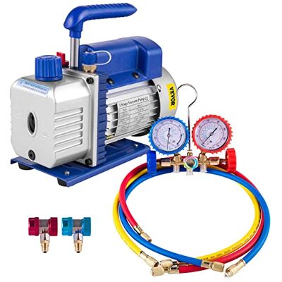 Bomba de vacío VEVOR 3CFM 1/4HP - Manómetro HVAC, R12/R22/R134a Bomba de vacío VEVOR 3CFM 1/4HP - Manómetro HVAC, R12/R22/R134a
