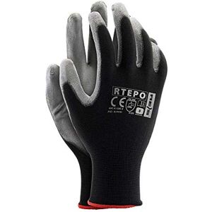 REIS Guantes de protección (talla 7, 12 unidades), color negro y gris REIS Guantes de protección (talla 7, 12 unidades), color negro y gris