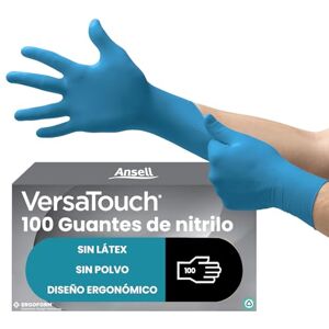 Ansell VersaTouch 92-465 Guantes Nitrilo Sin Polvo, Guantes Desechables Resistentes, Guantes Latex Free, Guantes Quimicos Azul, Guantes Nitrilo Talla M (100 Unidades) Ansell VersaTouch 92-465 Guantes Nitrilo Sin Polvo, Guantes Desechables Resistentes, Guantes Latex Free, Guantes Quimicos Azul, Guantes Nitrilo Talla M (100 Unidades)