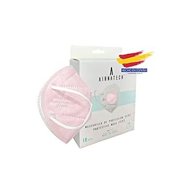 AIRNATECH Ffp2 Mascarillas Ffp2 Homologadas, Normativa En49-5 Capas de 95% Filtración Bacteriana, 04 Rosa Palo, Caja de 10 Unidades AIRNATECH Ffp2 Mascarillas Ffp2 Homologadas, Normativa En49-5 Capas de 95% Filtración Bacteriana, 04 Rosa Palo, Caja de 10 Unidades