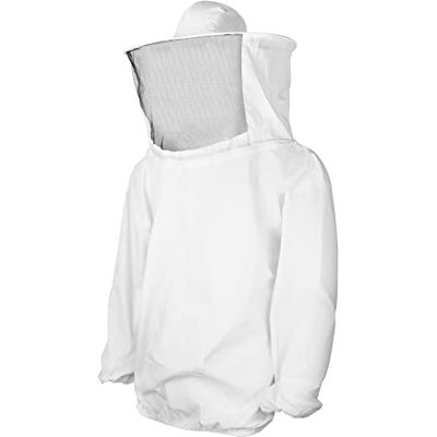 QWORK ® Chaqueta de Apicultura con Velo, Traje Protector para Apicultor, Ropa Transpirable con Sombrero y Bolsillo QWORK ® Chaqueta de Apicultura con Velo, Traje Protector para Apicultor, Ropa Transpirable con Sombrero y Bolsillo