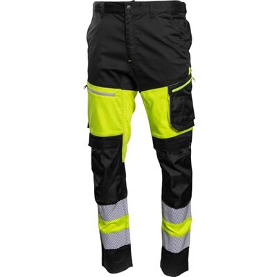Högert Technik Pantalón de Alta Visibilidad Greg, Amarillo, pantalón para Hombre con Estampados Reflectantes segmentados, Bolsillos para Rodilleras, Waist System, EN ISO 20471 Clase 1, 240 g/m², 2XL Högert Technik Pantalón de Alta Visibilidad Greg, Amarillo, pantalón para Hombre con Estampados Reflectantes segmentados, Bolsillos para Rodilleras, Waist System, EN ISO 20471 Clase 1, 240 g/m², 2XL