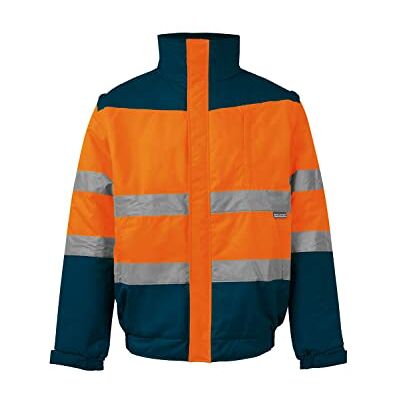 VELILLA 161; Cazadora de Alta Visibilidad acolchada bicolor; color Azul Marino y Naranja Flúor; Talla XL VELILLA 161; Cazadora de Alta Visibilidad acolchada bicolor; color Azul Marino y Naranja Flúor; Talla XL