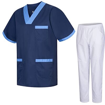 MISEMIYA Uniforme Sanitario Unisex Uniformes Sanitarios MÉDICOS con Pantalon Blanco 817-8312-BLANCO L, Azul 8171-8 MISEMIYA Uniforme Sanitario Unisex Uniformes Sanitarios MÉDICOS con Pantalon Blanco 817-8312-BLANCO L, Azul 8171-8
