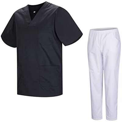 MISEMIYA Uniforme Sanitario Unisex Uniformes Sanitarios MÉDICOS con Pantalon Blanco 817-8312-BLANCO XXL, Negro MISEMIYA Uniforme Sanitario Unisex Uniformes Sanitarios MÉDICOS con Pantalon Blanco 817-8312-BLANCO XXL, Negro