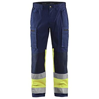 BLÅKLÄDER Blakläder C150 Pantalón elástico, color azul marino y amarillo BLÅKLÄDER Blakläder C150 Pantalón elástico, color azul marino y amarillo