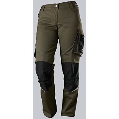 BP Pantalón de trabajo para mujer, poliéster y algodón, color verde oliva y negro, talla 46n BP Pantalón de trabajo para mujer, poliéster y algodón, color verde oliva y negro, talla 46n