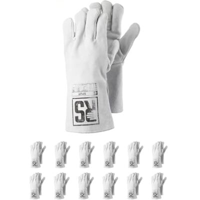 RS SPLIT Guantes de soldador de piel de vacuno, talla 10, 12 pares/blanco/guantes de trabajo de cuero/cuero RS SPLIT Guantes de soldador de piel de vacuno, talla 10, 12 pares/blanco/guantes de trabajo de cuero/cuero
