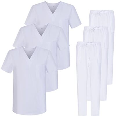 MISEMIYA Pack * 3 Pcs Uniforme Sanitario Unisex Uniformes Sanitarios MÉDICOS Conjuntos Sanitarios 3-6801-6802 L, Blanco 68 MISEMIYA Pack * 3 Pcs Uniforme Sanitario Unisex Uniformes Sanitarios MÉDICOS Conjuntos Sanitarios 3-6801-6802 L, Blanco 68