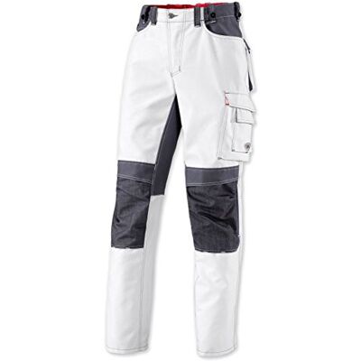 BP Workwear Pantalones de trabajo (goma elástica en la espalda, pliegues en la cintura, ajuste normal, talla: 50N, color: blanco/gris oscuro) BP Workwear Pantalones de trabajo (goma elástica en la espalda, pliegues en la cintura, ajuste normal, talla: 50N, color: blanco/gris oscuro)