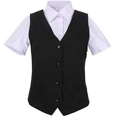 MISEMIYA Uniforme Camarera Bar Restaurante Chaleco Mujer con Forro COCTELERA Barista XXL, Negro MISEMIYA Uniforme Camarera Bar Restaurante Chaleco Mujer con Forro COCTELERA Barista XXL, Negro