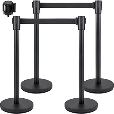 VEVOR Postes para Control de Multitudes 4 Piezas Postes con Cinturón Retráctil Negro 2 m Barrera de Control de Multitudes con Base de Hormigón y Metal Montaje de Fácil Conexión para Escuela Teatro VEVOR Postes para Control de Multitudes 4 Piezas Postes con Cinturón Retráctil Negro 2 m Barrera de Control de Multitudes con Base de Hormigón y Metal Montaje de Fácil Conexión para Escuela Teatro