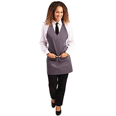 Whites Chefs Clothing Delantal de servicio con cuello en V, carbón, 698 mm de ancho, 838 mm de longitud Whites Chefs Clothing Delantal de servicio con cuello en V, carbón, 698 mm de ancho, 838 mm de longitud