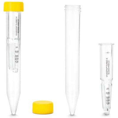 SARTORIUS Vivaspin Turbo 4 Concentradores centrífugos de policarbonato (PC) con tapa, membrana de polietersulfona (PES), 10 kDa MWCO, volumen de 4 ml, 122,5 mm de longitud, 25 unidades SARTORIUS Vivaspin Turbo 4 Concentradores centrífugos de policarbonato (PC) con tapa, membrana de polietersulfona (PES), 10 kDa MWCO, volumen de 4 ml, 122,5 mm de longitud, 25 unidades