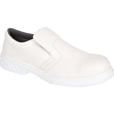 Portwest FW58 Zapato de Trabajo Slip On Borde Superior Acolchado Ligero Blanco, 39, Certificado CE, O2 EN ISO 20347, Suela Auto-Limpiable, Calzado Antiestático, Antideslizante, Duradero Portwest FW58 Zapato de Trabajo Slip On Borde Superior Acolchado Ligero Blanco, 39, Certificado CE, O2 EN ISO 20347, Suela Auto-Limpiable, Calzado Antiestático, Antideslizante, Duradero