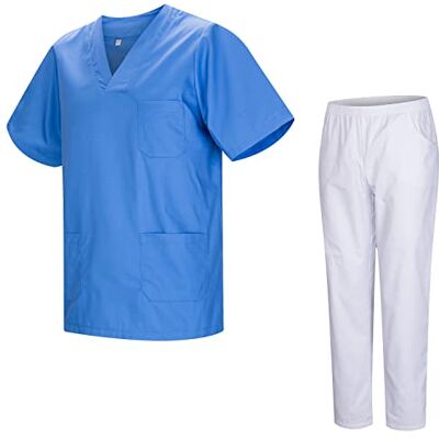 MISEMIYA Uniforme Sanitario Unisex Uniformes Sanitarios MÉDICOS con Pantalon Blanco 817-8312-BLANCO S, Celeste MISEMIYA Uniforme Sanitario Unisex Uniformes Sanitarios MÉDICOS con Pantalon Blanco 817-8312-BLANCO S, Celeste