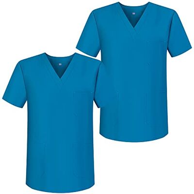 MISEMIYA Pack*2 Casaca Sanitarios Unisex Uniformes Sanitarios Cuello Pico Mangas Cortas Uniformes Laboratorios Ref.817 * 2 XXL, Turquesa 68 MISEMIYA Pack*2 Casaca Sanitarios Unisex Uniformes Sanitarios Cuello Pico Mangas Cortas Uniformes Laboratorios Ref.817 * 2 XXL, Turquesa 68