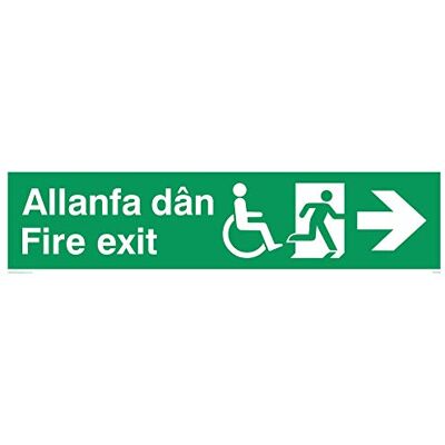 Viking signos "discapacidad Allanfa dan/señal de salida", flecha derecha, vinilo, 150 mm H x 600 mm W Viking signos "discapacidad Allanfa dan/señal de salida", flecha derecha, vinilo, 150 mm H x 600 mm W