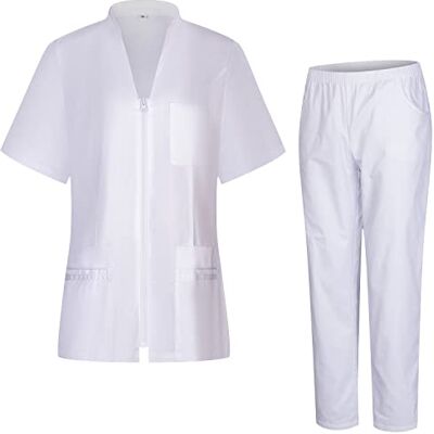 MISEMIYA Uniforme Sanitario para Mujer Camisa Y Pantalón Ropa de Trabajo 712-8312 XS, Blanco MISEMIYA Uniforme Sanitario para Mujer Camisa Y Pantalón Ropa de Trabajo 712-8312 XS, Blanco