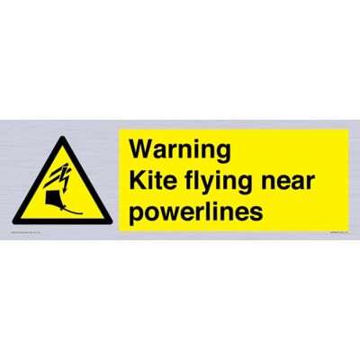 Viking Señal de advertencia de cometa volando cerca de líneas eléctricas – 450 x 150 mm – L41 Viking Señal de advertencia de cometa volando cerca de líneas eléctricas – 450 x 150 mm – L41
