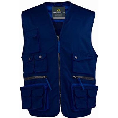 Deltaplus Delta plus vestuario laboral Chaleco bolsillos 65/35 poliester algodón azul xl Deltaplus Delta plus vestuario laboral Chaleco bolsillos 65/35 poliester algodón azul xl