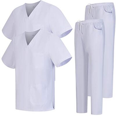 MISEMIYA Pack * 2 Pcs CASACA Y PANTALÓN SANITARIOS UNISEX UNIFORMES SANITARIOS MÉDICOS 2-6801-6802 XL, Blanco 68 MISEMIYA Pack * 2 Pcs CASACA Y PANTALÓN SANITARIOS UNISEX UNIFORMES SANITARIOS MÉDICOS 2-6801-6802 XL, Blanco 68