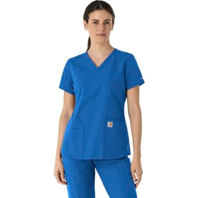 Carhartt Camiseta médica con Cuello en V para Mujer, Azul Real, M Carhartt Camiseta médica con Cuello en V para Mujer, Azul Real, M