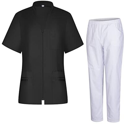 MISEMIYA Uniforme Sanitario para Mujer Camisa Y Pantalón Ropa de Trabajo 712-8312 M, Negro 68 MISEMIYA Uniforme Sanitario para Mujer Camisa Y Pantalón Ropa de Trabajo 712-8312 M, Negro 68