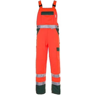 Planam Peto de seguridad para hombre, 2 colores, naranja y verde, modelo 2028, talla 58 Planam Peto de seguridad para hombre, 2 colores, naranja y verde, modelo 2028, talla 58