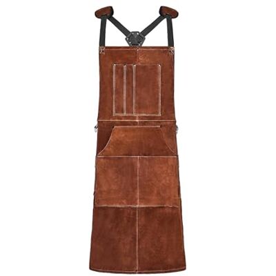 VEVOR Delantal de Trabajo de Soldadura de Cuero, de Piel de Vacuno, Ignífugo, Resistente al Calor, con 6 Bolsillos para Herramientas para Carpintería, Jardinería y Barbacoa, 610 x 914 x 1 mm VEVOR Delantal de Trabajo de Soldadura de Cuero, de Piel de Vacuno, Ignífugo, Resistente al Calor, con 6 Bolsillos para Herramientas para Carpintería, Jardinería y Barbacoa, 610 x 914 x 1 mm