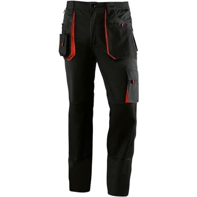 Juba Pantalón Largo Multibolsillos 65% poliéster/35% algodón, Negro con Detalles Naranjas Juba Pantalón Largo Multibolsillos 65% poliéster/35% algodón, Negro con Detalles Naranjas