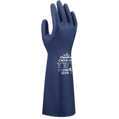 SHOWA CN741, Chemikalienschutzhandschuh, 380 mm Länge für erhöhten Unterarmschutz, Wellenfinish für sicheren Griff, Größe L SHOWA CN741, Chemikalienschutzhandschuh, 380 mm Länge für erhöhten Unterarmschutz, Wellenfinish für sicheren Griff, Größe L