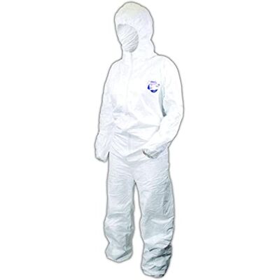 DuPont Tyvek Mono desechable con capucha, puño elástico, blanco, Medium (Pack de 25), L, blanco, 25 DuPont Tyvek Mono desechable con capucha, puño elástico, blanco, Medium (Pack de 25), L, blanco, 25