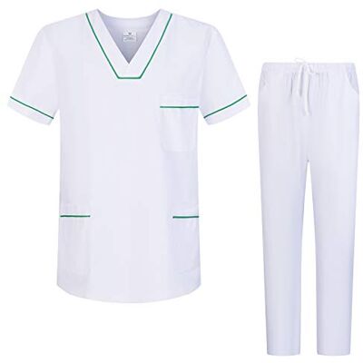 MISEMIYA Conjuntos Uniformes Sanitarios Blanco Unisex Uniformes MÉDICOS Casaca Y PANTALÓN Sanitarios Ref.81782 S, Verde 22 MISEMIYA Conjuntos Uniformes Sanitarios Blanco Unisex Uniformes MÉDICOS Casaca Y PANTALÓN Sanitarios Ref.81782 S, Verde 22