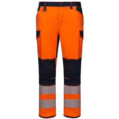 VELILLA 303010S, Pantalón Stretch con Rodilleras Cinta Segmentada, Color Azul Navy y Naranja Fluor, Talla 3XL VELILLA 303010S, Pantalón Stretch con Rodilleras Cinta Segmentada, Color Azul Navy y Naranja Fluor, Talla 3XL