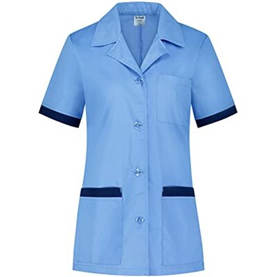 B-well Gabi Casaca con Botones Enfermeras Uniforme Limpieza Mujer Manga Corta Cuello V Azul L B-well Gabi Casaca con Botones Enfermeras Uniforme Limpieza Mujer Manga Corta Cuello V Azul L