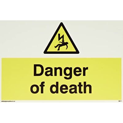 Viking signos señal de "Peligro de muerte, semirrígido photoluminescent plástico, 100 mm H x 150 mm W Viking signos señal de "Peligro de muerte, semirrígido photoluminescent plástico, 100 mm H x 150 mm W
