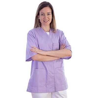 GIMA Túnica con botones, algodón, poliéster, talla XL, color morado GIMA Túnica con botones, algodón, poliéster, talla XL, color morado